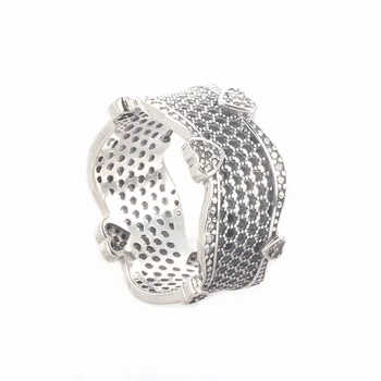 925 Sterling Sølv Pan Ring Klassiske Hule Krans Kærlighed Hjerte Ring For Kvinder Bryllup Part Gave, Mode Smykker