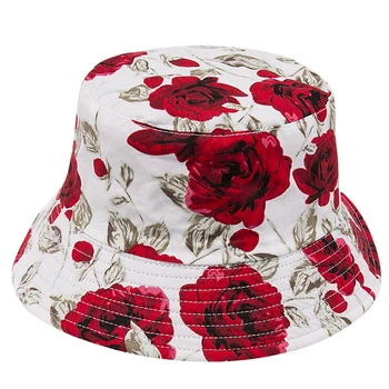 FOXMOTHER Nye Mode Reversible Blomst Rose Spand Hatte Til Kvinder, Mens Bob chapeau Femme Blomster Panama Hat Fisker Caps