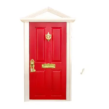1:12 Skala Dukkehus Miniature Træ Fairy Door Knocker Doorplate Lock-Tasten Indretning