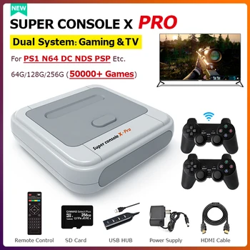 50000+ Spil Super Konsol X PRO Retro Mini TV, Video Game Konsoller 4K HD WIFI Bærbare Børn spillekonsol Til PS1/N64/DC