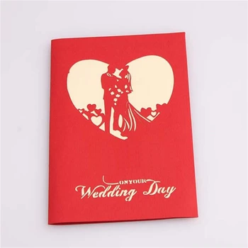 (20 stykker/masse) 3D Pop Op Brud Og Brudgom Wedding Invitation-Kort, Vintage Red Heart Ægteskab Invitationer Med Kuvert IC106