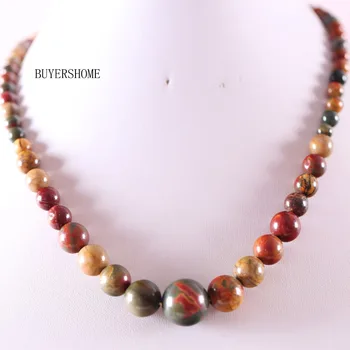 Mode Smykker Runde Perle Multi-farve Picasso Jaspe Halskæde 19