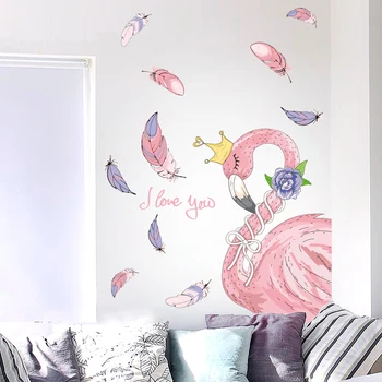 Dreamcatcher Fjer Wall Sticker DIY Flamingo Dyr vægoverføringsbilleder for Kids Room Baby Soveværelser Hjem Dekoration