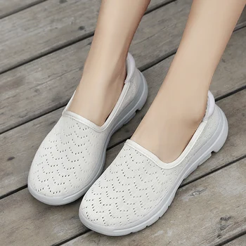Damyuan Flade Sko Kvinder Loafers Mor Gravid sko Strikket Bedstemor Bløde Bund Ærter Sko Plus Størrelse 42 damer platform sko