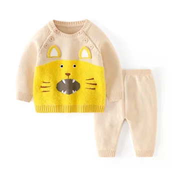 Spædbarn Baby Efterår og Vinter Dejlige Cortoon Dyr Tøj at strikke en Sweater Sæt Nyfødte Barn Lange Ærmer Mode Tøj der Passer