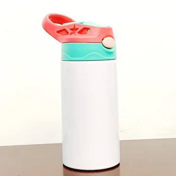 12oz Sublimation Barn Sippy Cup Blank DIY vandflaske Rustfrit Stål Termokande Tumbler Med Halm Låg Udendørs Bærbare Hot Salg