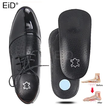 EiD 3/4 længde Læder orthotic indersål for Flade Fødder svangstøtte ortopædiske sko sole Indersål for fødder mænd og kvinder fodpleje