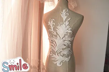 Blonder i europæisk stil kjole patch bryst tilbage blonder DIY bryllup kjole tilbehør applique