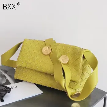 [BXX] Vævning Design Luksus Berømte Mærke Tasker Til Kvinder 2021 Vinter Fashion PU Læder Skulder Crossbody Taske Tasker HQ314