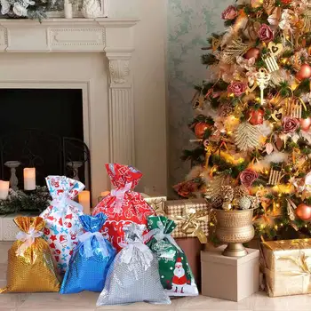 Candy Jul Gavepose Indpakning Part Bærbare Med Bånd Bånd Diverse Stilarter Universal Tree Dekoration Ferie Holdbar
