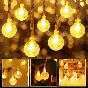 10M 20M krystalkugler LED Fe String Lys USB Power-Lampe til Bryllup Part Jul Udendørs lys Værelses Garland Dekoration