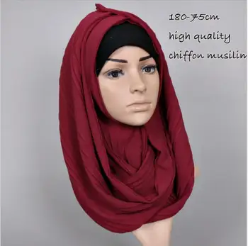 Muslimske Rynke Tørklæde Hijab Boble Chiffon Ripple Hijab Almindelig Islamiske Underscarf Dække Motorhjelmen dame kapper og sjaler, Tørklæde