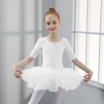 Vachirly Børn Piger Party Satin Ballet Dans Slid Gymnastik Dans Trikot Tutu Ballerina Kjole Kostume