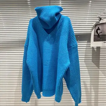 2020 nye vinter strikket Hagesmæk V-hals tyk uld løs Pullover to stykke sweater top