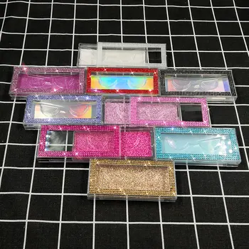 NYE 10 stk engrospris eyelash emballage lash kasser emballage faux mink-vipper, rektangel, Glitter tom tilfælde bulk
