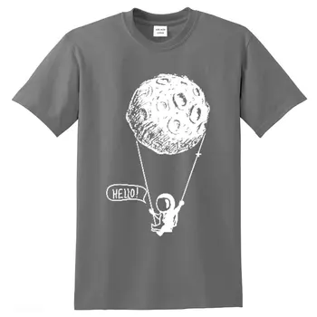 Hej kortærmet t-shirt i bomuld sjove månen astronaut print mænd T-shirt afslappet sommer løs herre tshirt o-hals mandlige t-shirts
