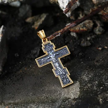 Stål soldat på Tværs af Mænds Rustfrit Stål halskæde Krucifiks Jesus Ortodokse Vedhæng Kæde Smykker