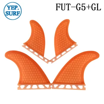 Fremtiden G5+GL Orange surfbræt fin quad fin sæt glasfiber honeycomb fin orange