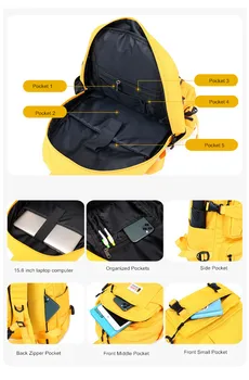 Fengdong mode gul rygsæk børn, skole tasker til piger vandtæt oxford stor skole rygsæk til teenagere skoletaske