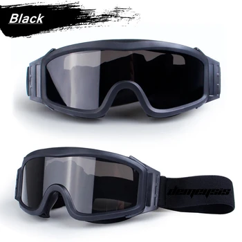 Airsoft UV400 Beskyttelsesbriller Vindtæt Taktiske 3 Linse Hær Goggle Camping Vandring Cykling Skydning Udendørs Sports Briller