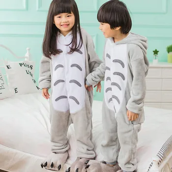 Dreng Pige Anime Totoro Kigurumi Cosplay Fancy Bløde Pyjamas Dyr Kostume Samlede Barn Barn Barn Sjove Karneval Buksedragt Onesie