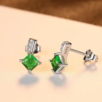 PAG&MAG Skabt Nano russiske Emerald Stud Øreringe Ægte Sterling Sølv 925 Øreringe Til Kvinder joyas de plata 925 SE0046