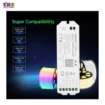 WL5 WiFi 5-i-1 LED Strip Controller Super Kompatibilitet 2,4 GHz RF / APP / WiFi / Tredjepart stemmestyring MiBOXER Mi-Lys