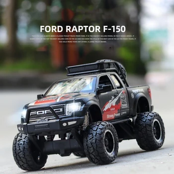 Hot skala 1:32 hjul støbt bil Ford F-150 Pickup truck Raptor metal model med lys og lyd trække sig tilbage legetøj samling