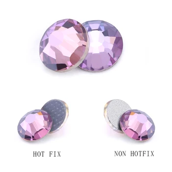 Pink Violet Ikke Hot Fix & hotfix Rhinestones 3D Nail Art Krystaller Strass Glas Skinner For DIY Tøj Kunst Indretning