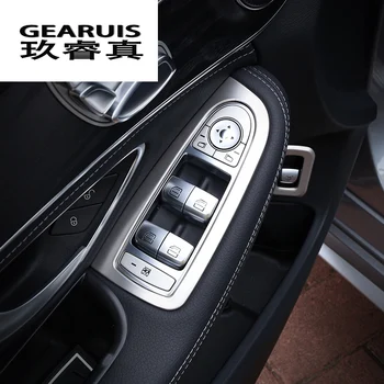 Bil Styling Døren Armlæn panel Dækker Klistermærker Trim for Til Mercedes Benz C-Klasse W205 GLC X253 vinduesglas Løfte Knapper RHD