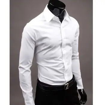 2019Men Shirt med Lange Ærmer Fashion Herre Casual Skjorter af Bomuld Farve Business Slim Fit Sociale Camisas Masculina RD464