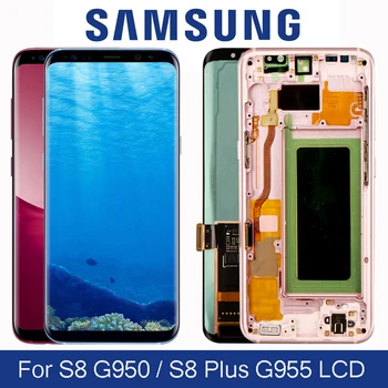 Original Super AMOLED Skærm For Samsung S8 G950F G950U S8 Plus G955 G955F LCD-Touch Screen Digitizer Assembly Med Ramme