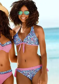 2020 Nye Stripe Bikini Udskrive To-piece Suit Patchwork Bandage Bikini Push Up Badetøj Kvinder Badedragt Biquini Brasiliansk