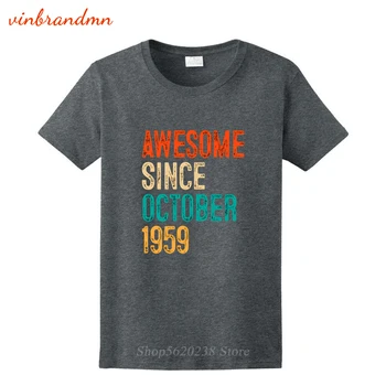 Retro Mænd T-Shirts Sjov Awesome Siden oktober 1959 60 år gammel Gave 60-års Fødselsdag Mandlige T-Shirt Æstetiske Hipster Tee Toppe Camiseta