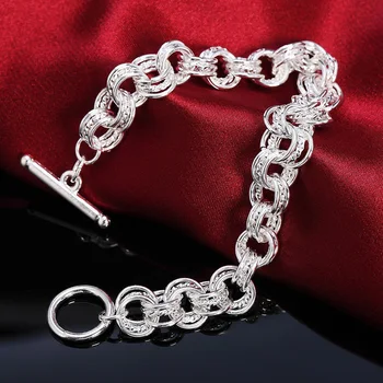 DOTEFFIL 925 Sterling Sølv Geometriske Mange Circle Armbånd Til Kvinder, Bryllup, Engagement Party Smykker