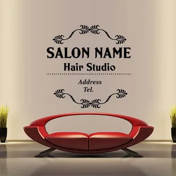 Hair Salon Vinyl Vægoverføringsbillede Frisørsalon Navn Tilpasset Wall Sticker Skønhed Frisure Skilt Tegn Hair Shop Glas Dekoration