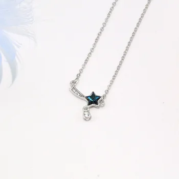 Luksus Blue Star Bling Crystal 925 Sterling Sølv Halskæde Til Kvinder, Piger koreansk Mode Kravebenet Kæde Smykker Gaver SN2469