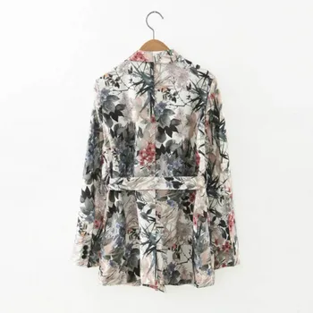 Elegant Kvinders dragter 2021 Efteråret Kvinder med Lange Ærmer Udslettet Kimono Blazer Belt Print Coat+Casual Bukser, der Passer Vintage To-delt Sæt