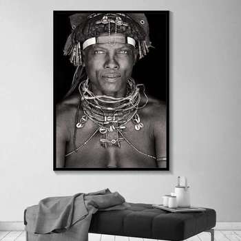 Afrikansk Mand Væg Kunst Portræt Hjem Dekoration I Sort Og Hvid Plakater Og Prints Stue Lærred Maleri På Væggen Billeder