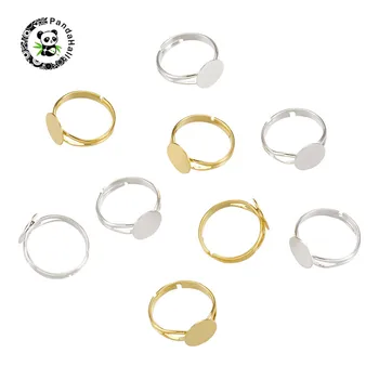 Pandahall 50stk/sæt Messing Ring Komponenter Pad Ring Resultaterne for Finger Ring Indstillinger Resultater Justerbar Blandet Farve 18mm