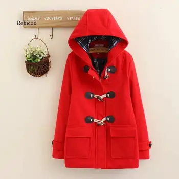Vinteren Japansk fur hood Frakke fortykkelse studerende lang Hat Blomst Pels kvindelige vinteren lange uldne frakke