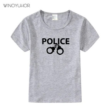 Politiet T-shirt Børn Cosplay Fancy Kostume, Børn Unisex Sommer T-Shirt Brev Print Mode Afslappet Toppe, t-shirt Baby Dreng Pige