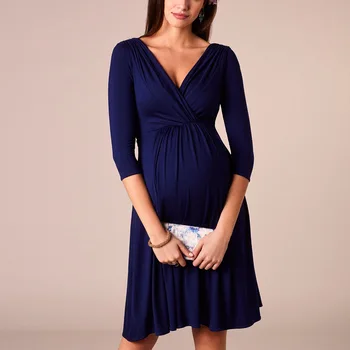 2020 Barsels-Lange Kjoler til Kvinder Graviditet Kjole V-Hals Lange Ærmer Tøj til Gravide Kvindelige Sygepleje Tøj Tøj