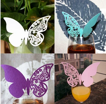 50stk/set Engros Bryllup Forsyninger Butterfly Navn, Sted Kort indehavere Part Tabel Vin Glas Dekoration Begivenhed