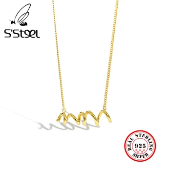 S'STEEL koreanske Halskæder 925 Sterling Sølv For Kvinder Minimalistisk Uregelmæssige Guld Vedhæng, Charms Halskæde Plata De Ley Smykker