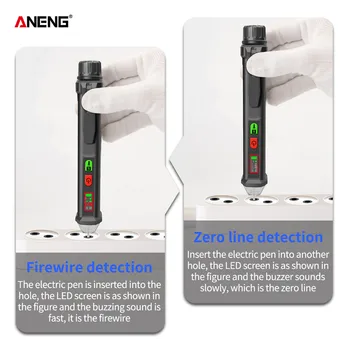 ANENG VD401A Digital AC-spændingsdetektor Tester Meter Pen Ikke-Kontakt LED-Spænding Elektrisk Indikator Meter Vape Pen 12V-1000v