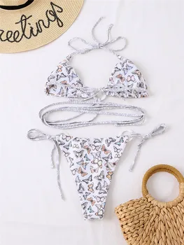 Butterfly Bikini Sæt String Badedragt Kvinde Sexet Bikiny 2021 Badende To-Delt Badedragt Til Stranden, Kan Kvindelige Badetøj