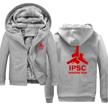 IPSC 2019 Efterår Vinter Jakker Sweatshirt Mænd Fashion Streetwear Fleece Hoody Mænds Sportstøj Harajuku Jakke