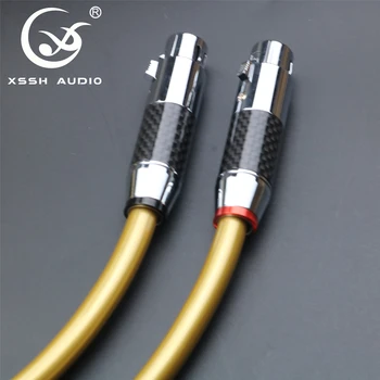 1 par hifi phono-jack kabel af Høj Kvalitet XSSH OFC rent kobber forgyldt sølv kvinde mand XLR-2RCA til 2 RCA-lydkabel Linje Wire