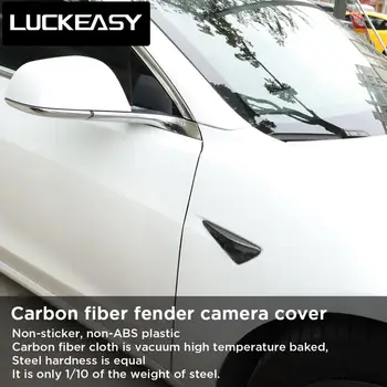 LUCKEASY Carbon fiber kamera cover Til tesla model 3 S X 2016-2021 Turn Signal Indikator Dække Autopilot 2 stk/sæt